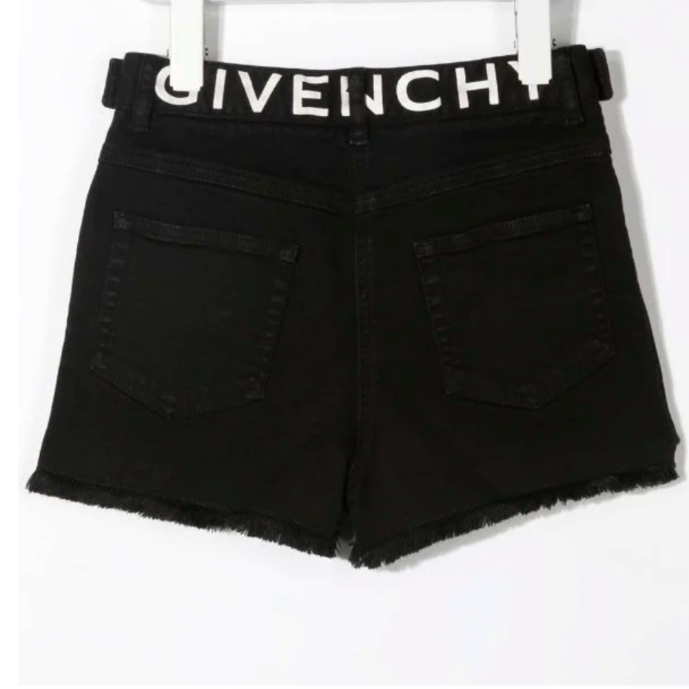 Authentic Givenchy Kids Logo Band Denim Shorts Black - Size 8